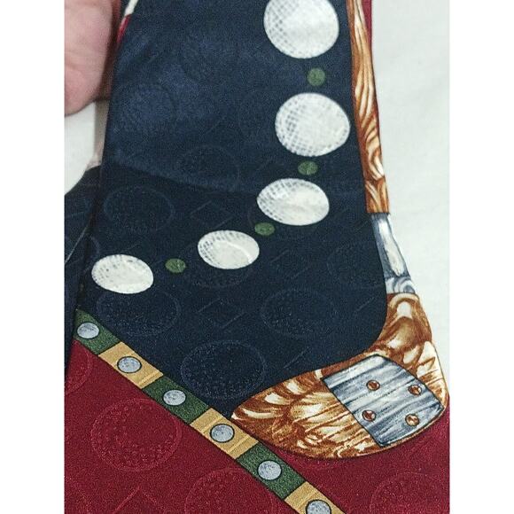 Evan Picone Sport 100% Imported Silk Made In USA Maroon Blue 18 Hole Golf Print - Picture 4 of 10